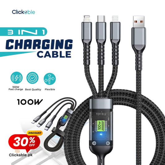 100W 3-in-1 Charging Cable